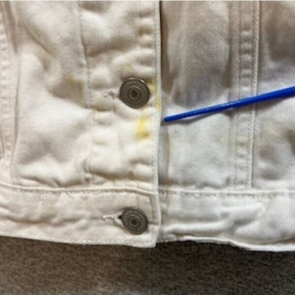 Aeropostale Womens Jeans Jacket Size Large Off White Denim Boyfriend Fit Cotton - Picture 9 of 15